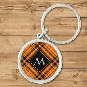 Halloween Orange Tartan Keychain