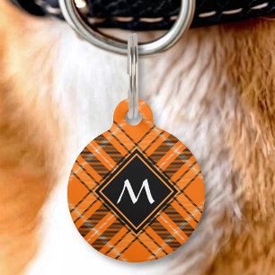 Halloween Orange Tartan Pet Tag