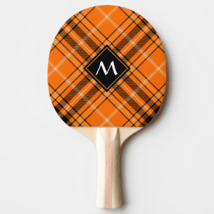 Halloween Orange Tartan Ping Pong Paddle