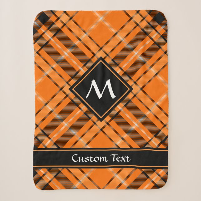 Halloween Orange Tartan Sherpa Blanket (Front)