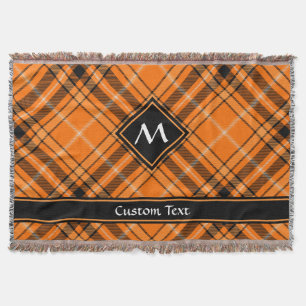 Halloween Orange Tartan Throw Blanket