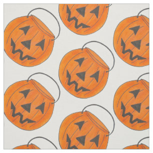Halloween Orange Trick or Treat Pumpkin Bucket Fabric