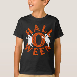 Halloween Orange Typography Ghosts T-Shirt