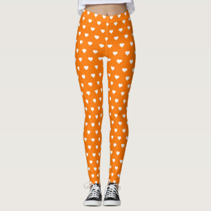 Halloween Orange White Hearts Pattern Cute Costume Leggings
