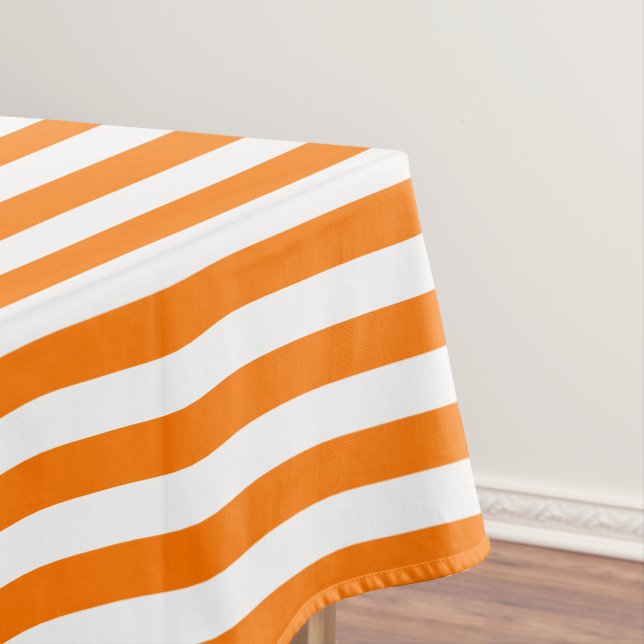 Halloween Orange White Home Office Party Decor Tablecloth (In Situ)