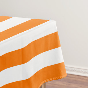 Halloween Orange White Stripes Pattern Party Decor Tablecloth