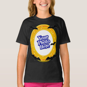 Halloween Orange Yellow Swirl With Your Photo Bats T-Shirt