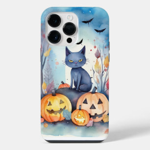 Halloween Oriental Blue Cat With Pumpkins Scary iPhone 14 Pro Max Case