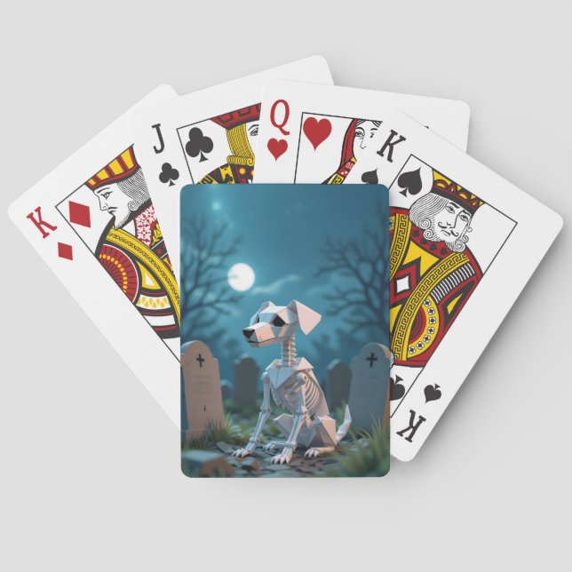 Halloween Origami Skeleton Dog  Playing Cards (Back)