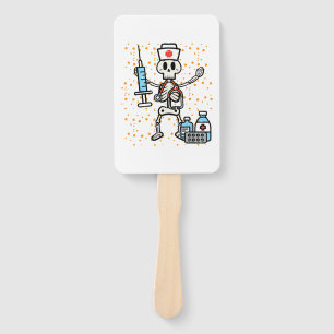 Halloween Orthopedic Nurse Skeleton Scrub Top Hand Fan