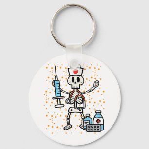 Halloween Orthopedic Nurse Skeleton Scrub Top Keychain