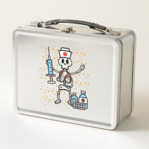 Halloween Orthopedic Nurse Skeleton Scrub Top Metal Lunch Box
