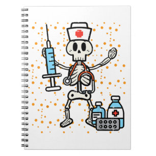 Halloween Orthopedic Nurse Skeleton Scrub Top Notebook