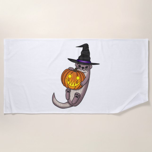 Halloween Otter Beach Towel (Front)