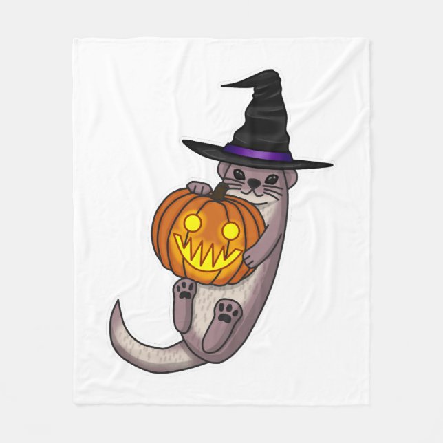 Halloween Otter Fleece Blanket (Front)
