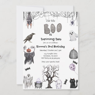 Halloween Our Little Boo Birthday Party Black  Invitation
