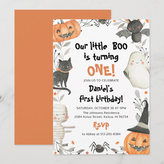 Halloween Our Little Boo Birthday Party Invitation (Front/Back)