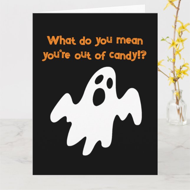 Halloween Out of Candy Funny Ghost Card (Yellow Flower)