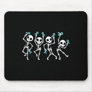 Halloween Ovarian Cancer Awareness Skeleton Women Mouse Pad