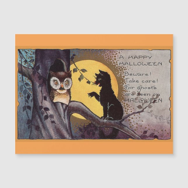 Halloween Owl and Cat Magnet (Front)