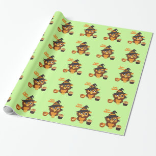 Halloween Owl and Cupcake Wrapping Paper