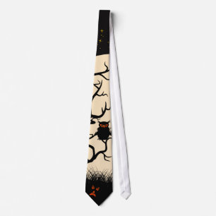 Halloween Owl And Jack O Lantern Tie