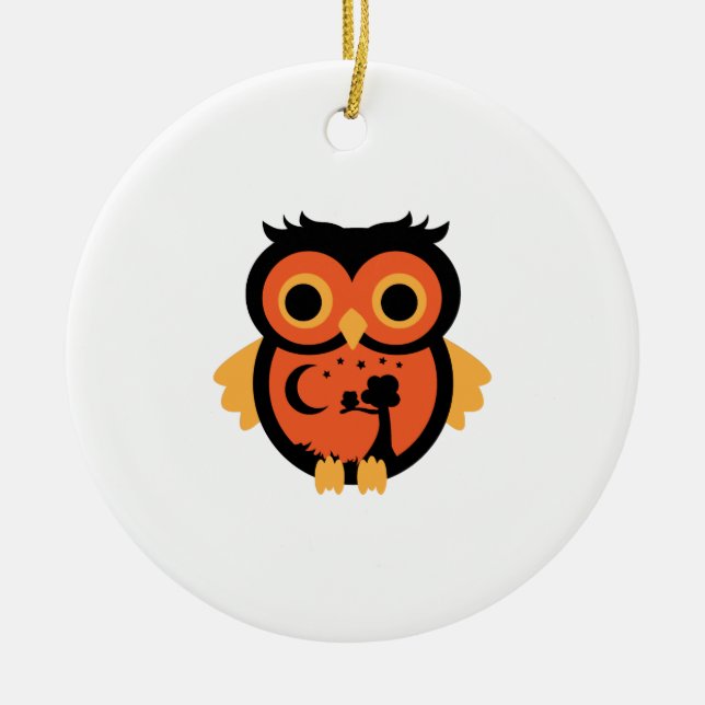 Halloween Owl Ceramic Ornament (Front)