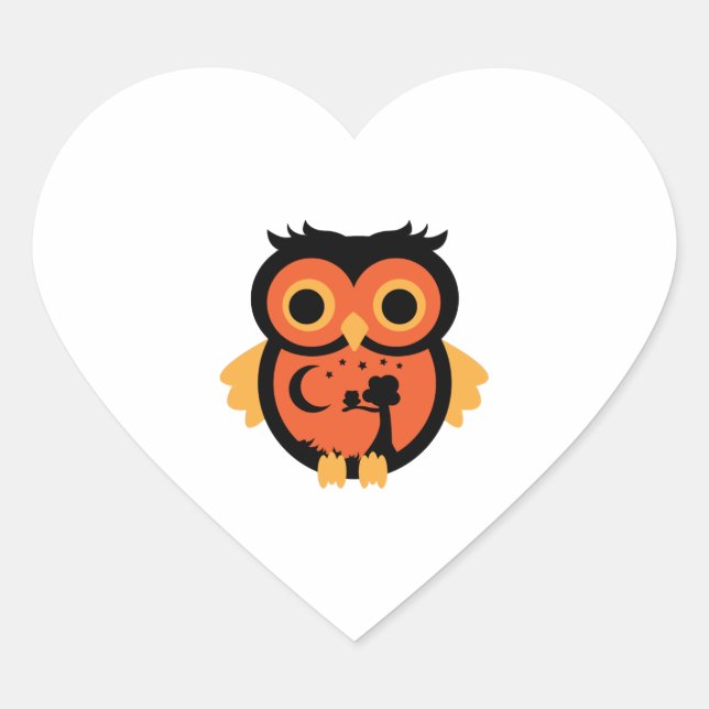 Halloween Owl   Heart Sticker (Front)