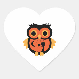 Halloween Owl   Heart Sticker