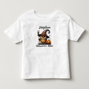 Halloween Owl in a Witch Hat Personalize Toddler T-shirt