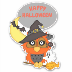 Halloween Owl on Broom