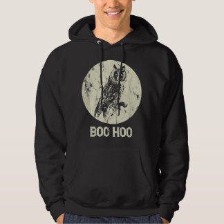 Halloween Owl Retro Full Moon Boo Distressed Gift Hoodie