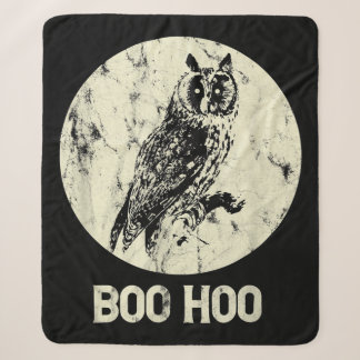Halloween Owl Retro Full Moon Boo Distressed Gift Sherpa Blanket