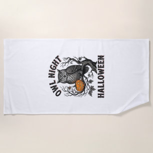 Halloween Owl Shirt Vintage Spooky Bird Party Desi Beach Towel