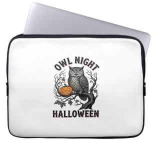 Halloween Owl Shirt Vintage Spooky Bird Party Desi Laptop Sleeve