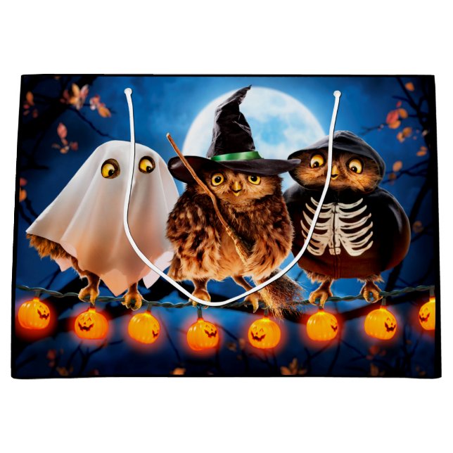 Halloween Owls Large Gift Bag (Front)