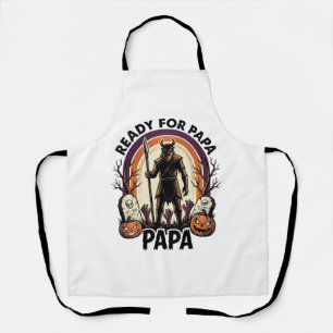 Halloween Papa Shirt Vintage Graveyard Sunset Desi Apron