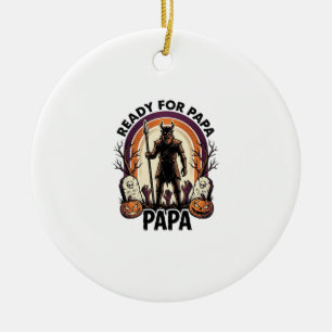 Halloween Papa Shirt Vintage Graveyard Sunset Desi Ceramic Ornament