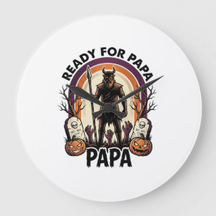 Halloween Papa Shirt Vintage Graveyard Sunset Desi Large Clock
