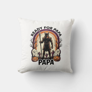 Halloween Papa Shirt Vintage Graveyard Sunset Desi Throw Pillow