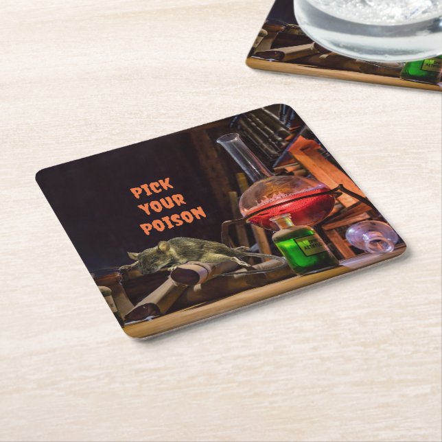 Halloween Paper Coasters, Pick Your Poison Square Paper Coaster (Angled)