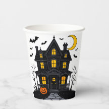 Halloween Paper Cup with Haunted House Design