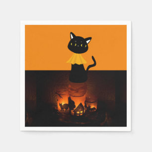 Halloween Paper Napkins, Black Cat Napkin