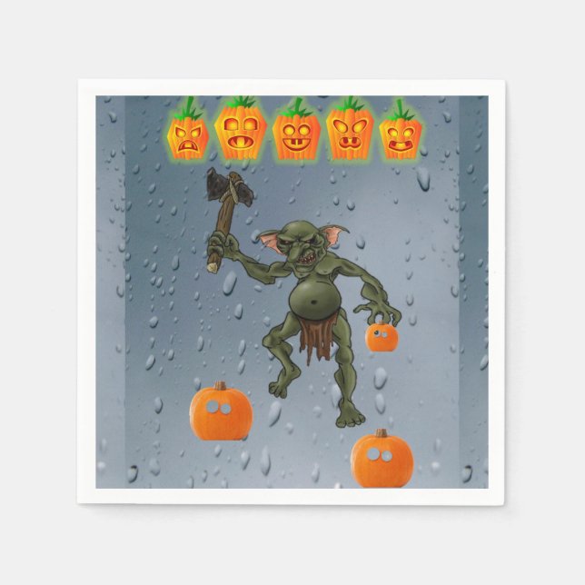 Halloween Paper Napkins, Goblin Napkin (Front)