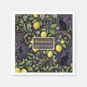 Halloween Paper Napkins Gothic Botanical Lemon
