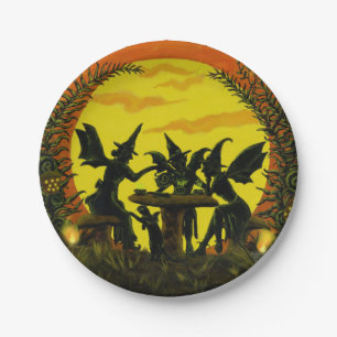 Halloween paper party plates, witches tea party paper plate