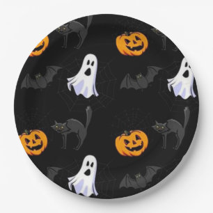 Halloween Paper Plates/Ghost, Pumpkins and Bats Plate