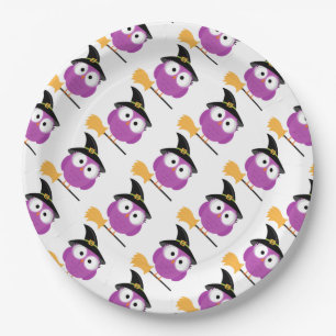 Halloween Paper Plates/Owl with Witch's Hat and Br Plate