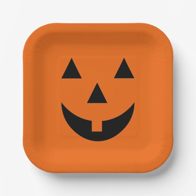 Halloween Paper Plates-Pumpkin Face  Paper Plate (Front)