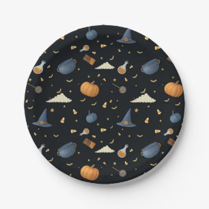 Halloween Paper Plates — Pumpkins, Cauldrons & Sta